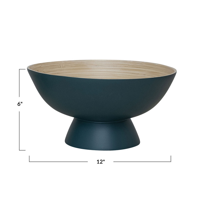 Bol de service rond à pieds en bambou avec intérieur naturel