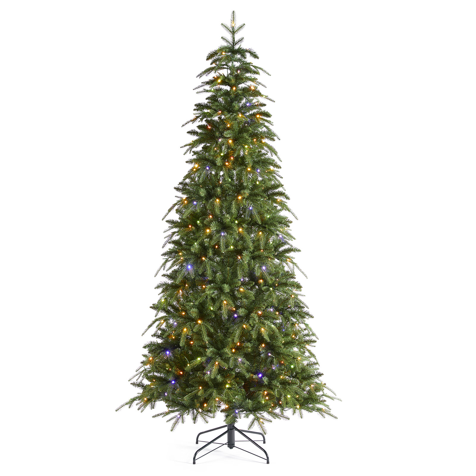 Radiant Evergreen Fir-11Ft Prelit Green Slim Fir Christmas Tree With Lights, 7.5'