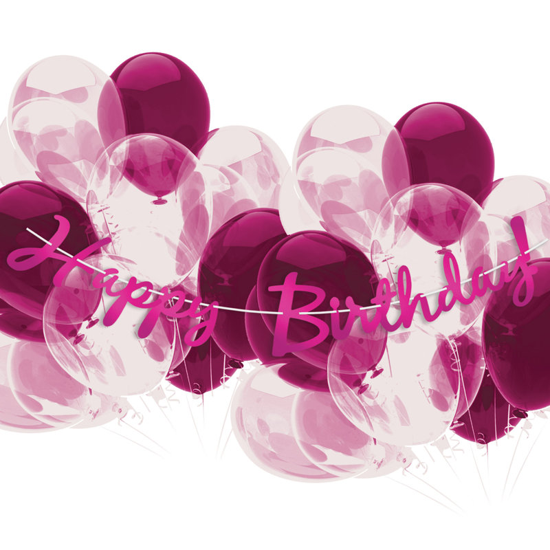 Banderole Foil Happy Birthday, Pink