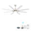 Ventilateur de plafond moderne de 66 pouces avec lumière à DEL à intensité variable, 8 pales ABS, moteur à courant continu réversible à télécommande pour le bureau à domicile-121071154