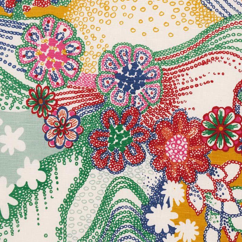 Schumacher x Clements Ribeiro Daisy Chain Fabric, Primary Multi