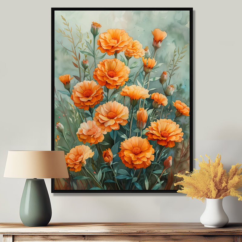 Orange, orange, parfum, souci, jardin I - souci, art mural, salon, Sans cadre, métal, H 12 po x l 20 po