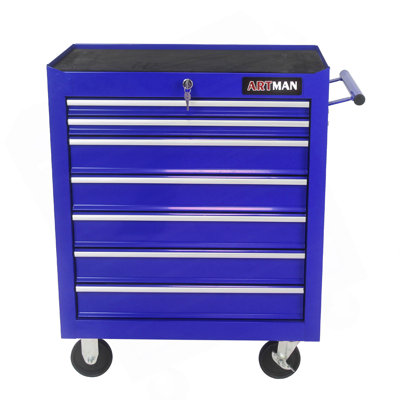 7 DRAWERS MULTIFUNCTIONAL TOOL CART WITH WHEELS-BLUE