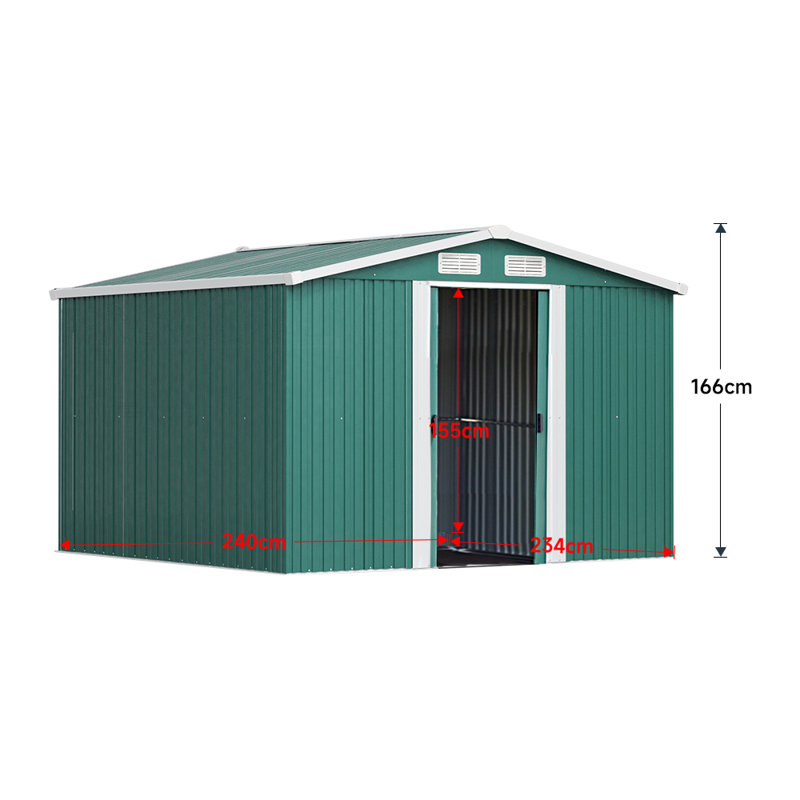 Green Garden Metal Storage Shed