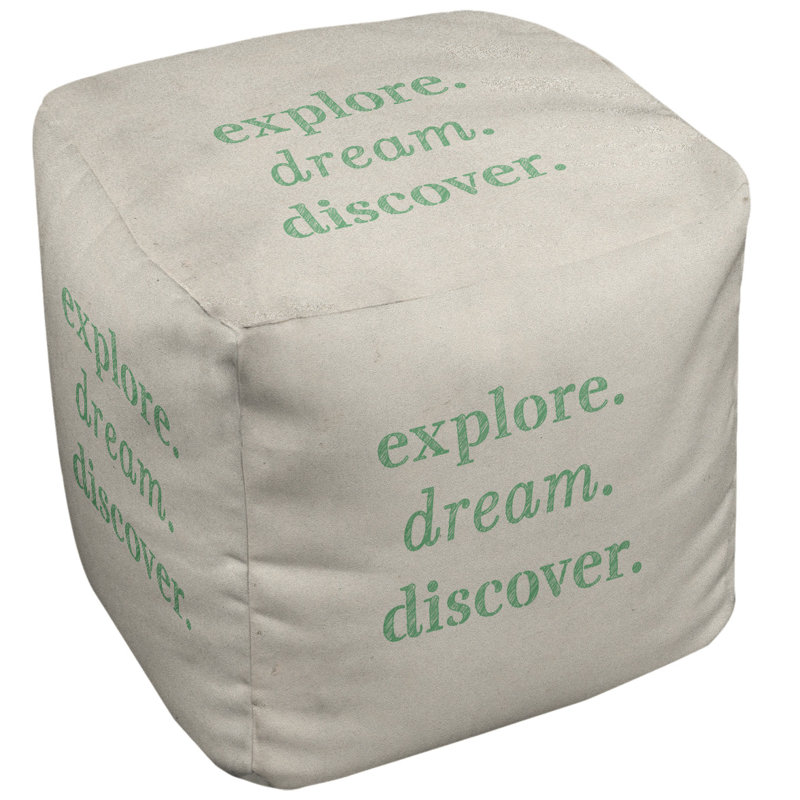 Upholstered Ottoman, White/Green