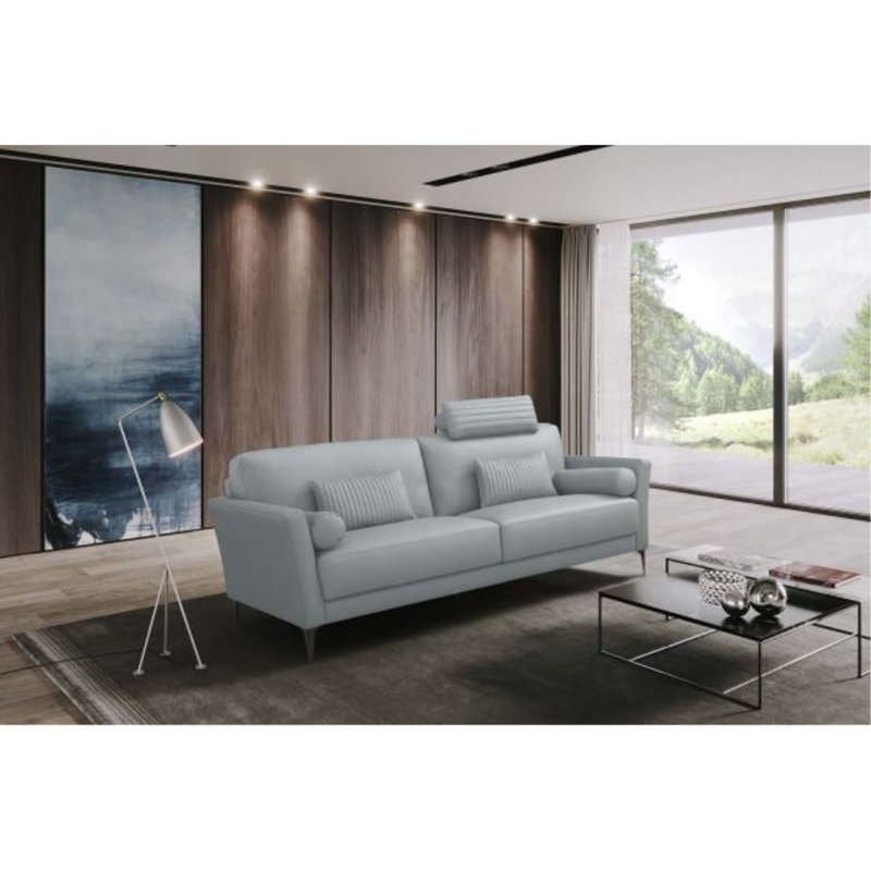 Canapé Tussio, Cuir bleu aquatique