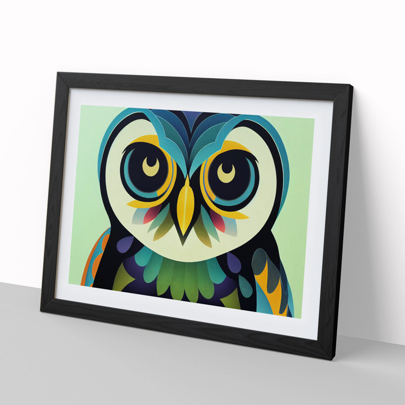 Bold Abstract Owl Vol.3 - Framed Print, Black Framed, 46cm H x 64cm W x 2cm D