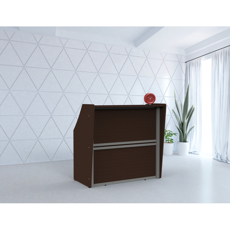 Bureau de réception rectangulaire en stratifié Previlus, Moka