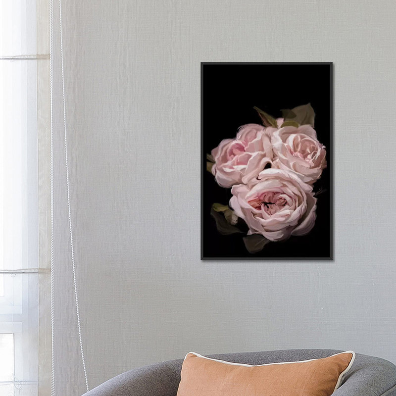 «Antique Rose», impression sur toile, H 26 po x l 18 po x P 1,5 po, Toile avec cadre noir, Pas de tapis