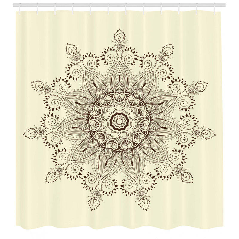 Ensemble de rideau de douche avec crochets lotus, H 75 po x l 69 po
