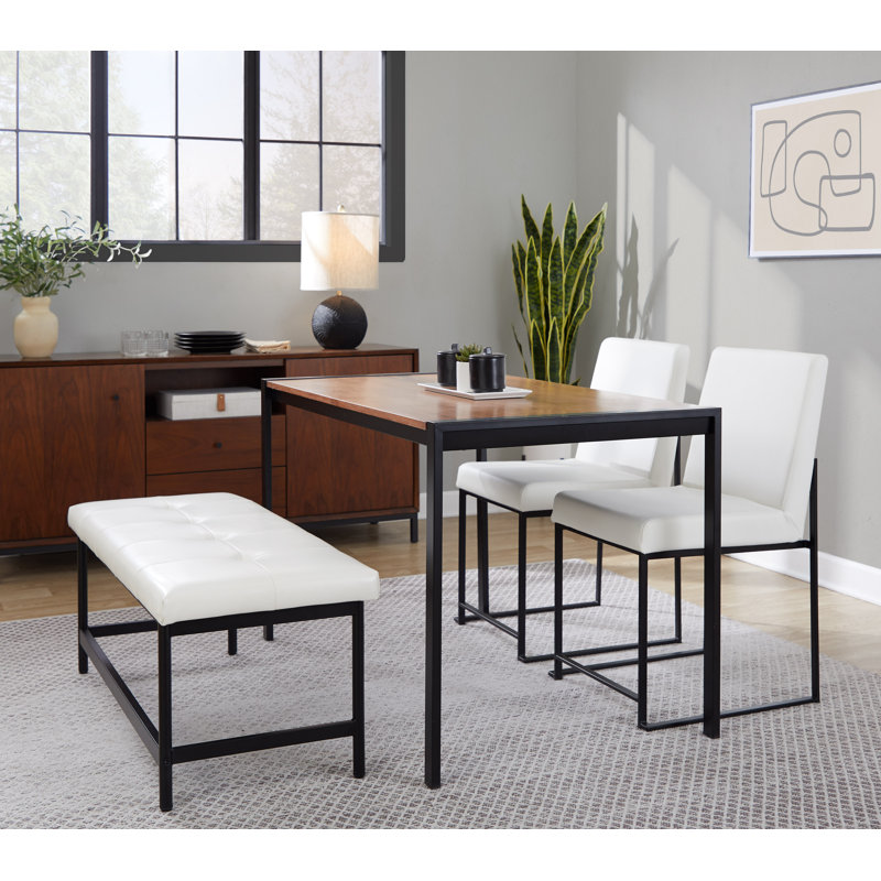 Brieon Faux Leather Bench, White