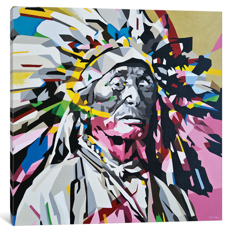 « chief », impression sur toile, H 26 po x l 26 po x P 1,5 po, Pas de tapis, Toile tendue