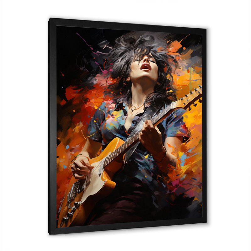 «Tymarion Boho Guitare Rockstars» sur toile, Cadre photo noir, H 20 po x l 12 po x P 1 po
