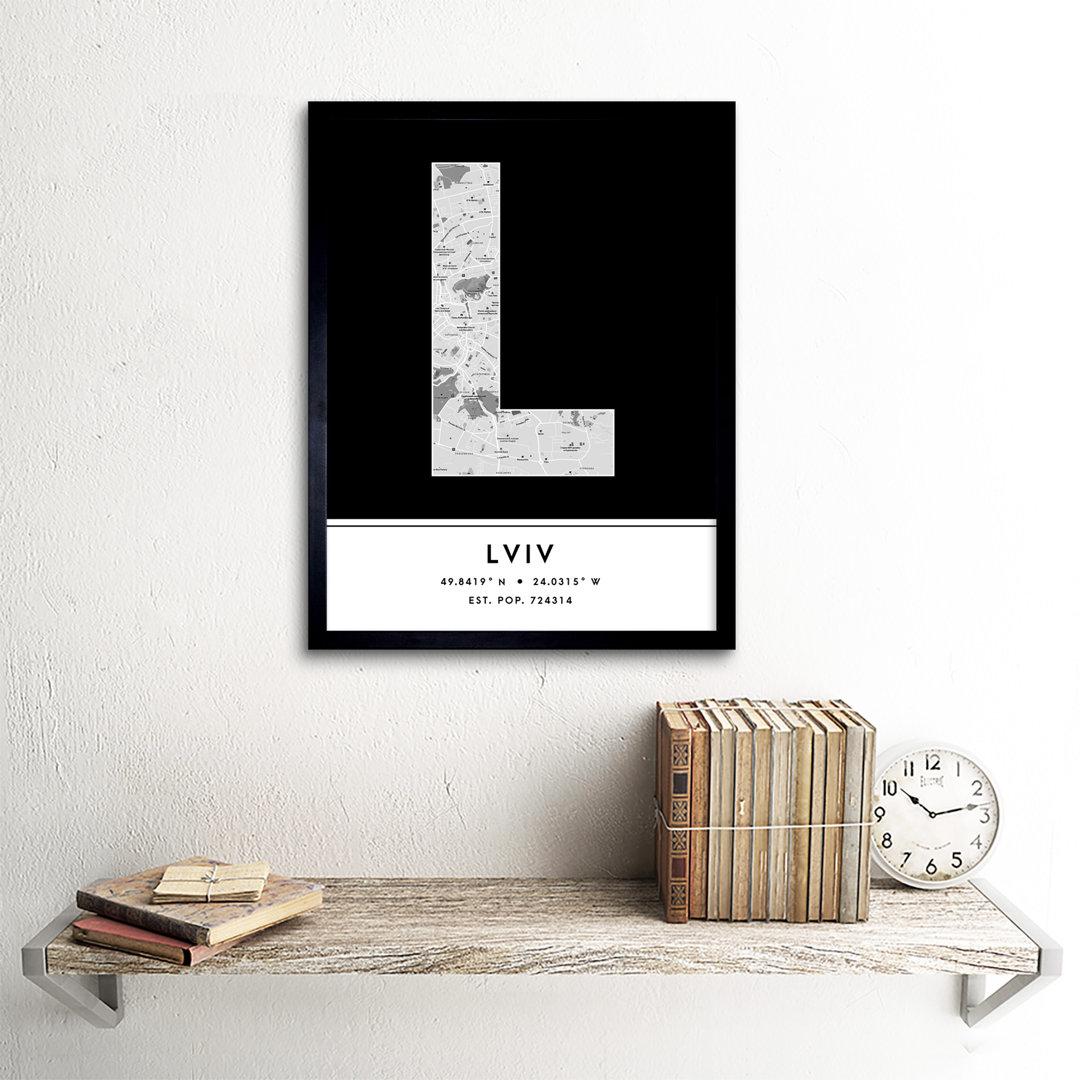 Lviv Ukraine City Map - Picture Frame Typography