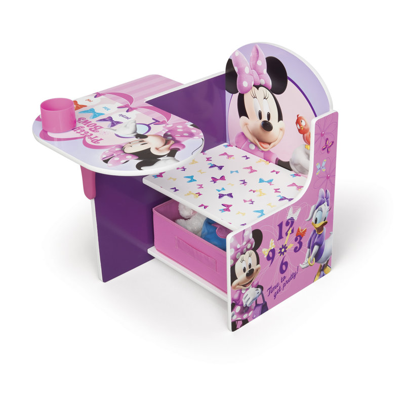 Minnie Mouse Purple Wooden Chair Desk with Storage Bin