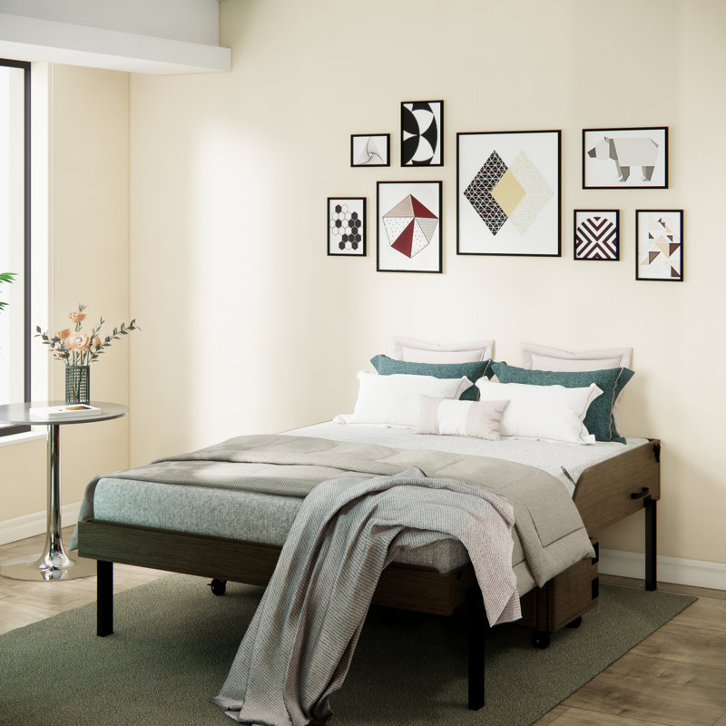 Grand lit à roulettes avec matelas Ambrosia, Gris/brun