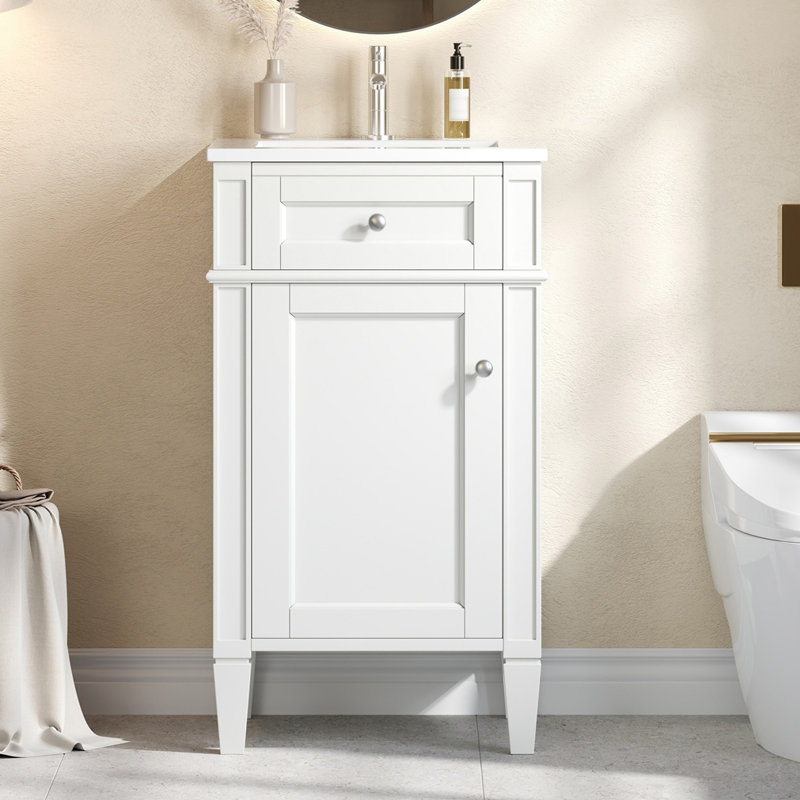 Meuble-lavabo 18 po avec lavabo en céramique, Blanc