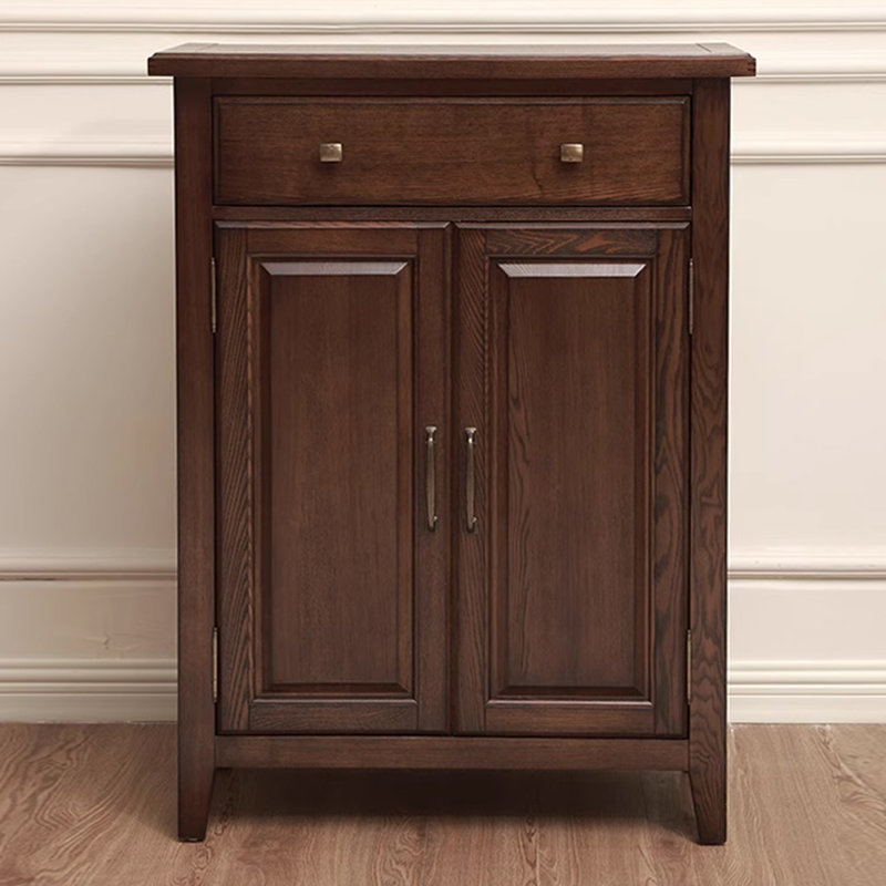 Nut-brown Solid Wood Shoe Storage Bench