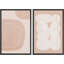 «Coral and White Mid-Century Polygons and Circles», 2 pièces sur toile-98553987-98553985