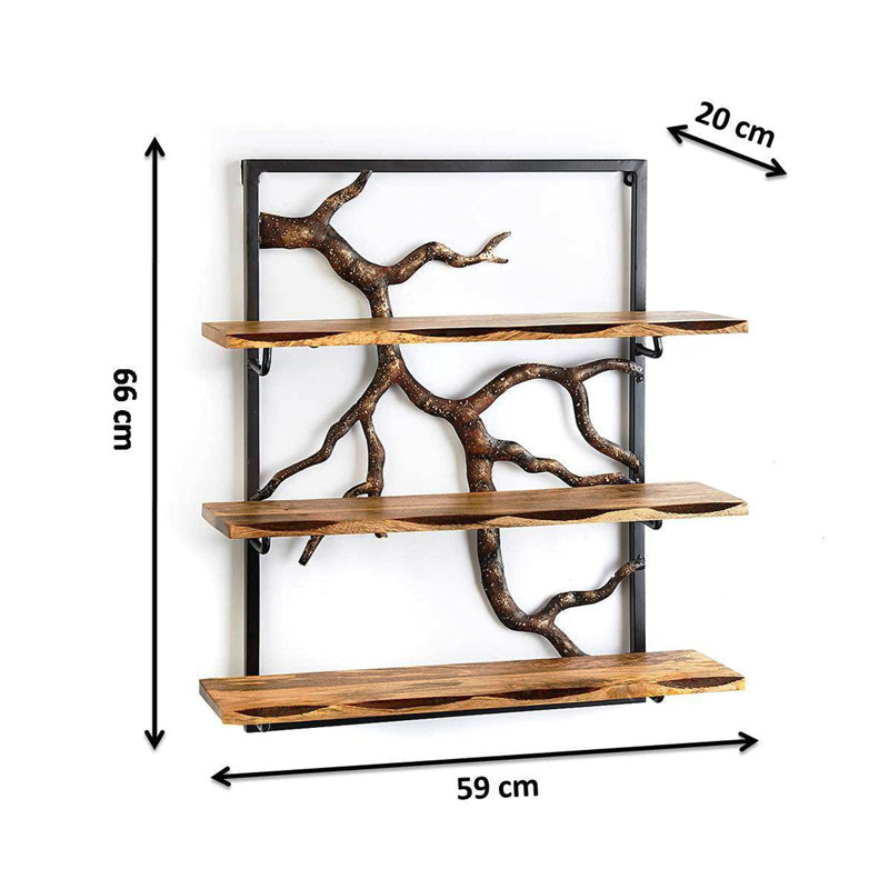 Dipalma 3 Piece Solid Wood Tiered Shelf