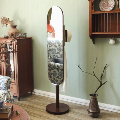 Flat Floor Mirror with Hooks