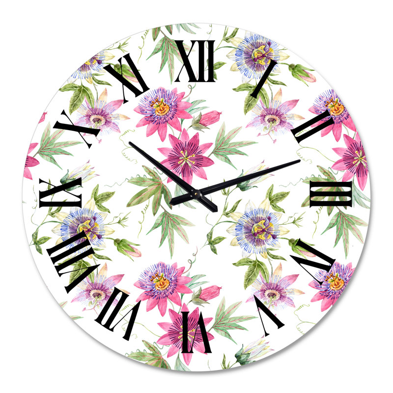 Passiflore rose - Horloge murale traditionnelle, Grand