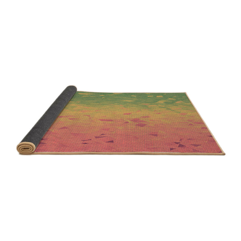 Vert abstrait/jaune/Tapis décoratif rose, Rond 6 pi