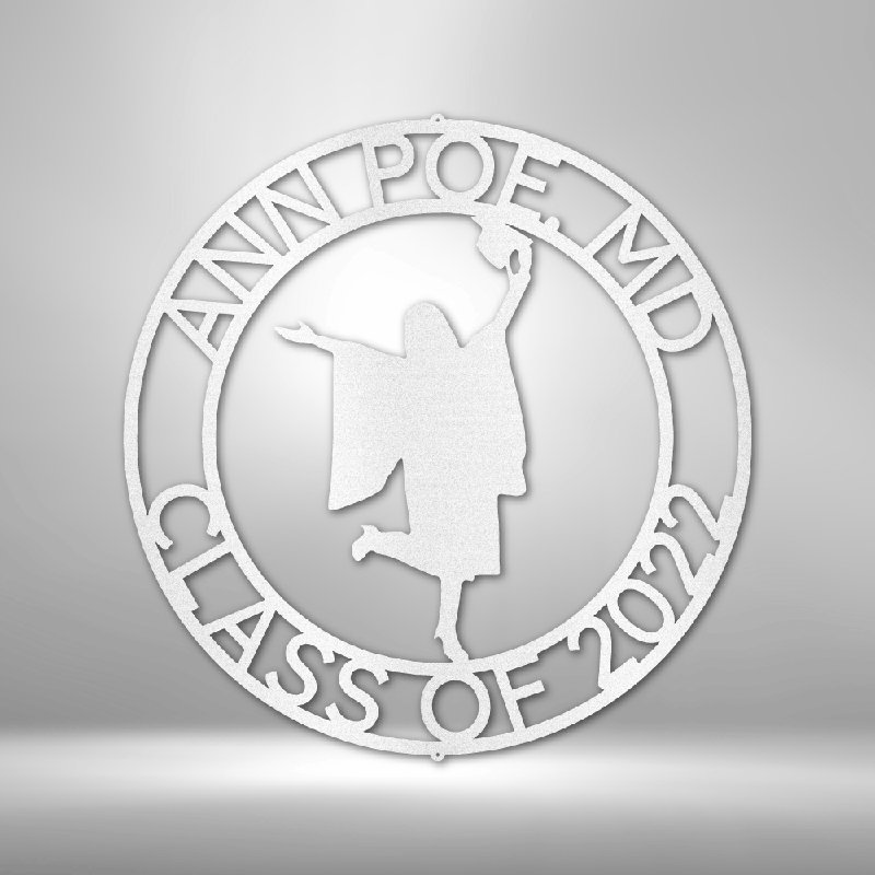 Monogramme de graduation personnalisé, H 14,25 po x l 14,5 po x P 0,5 po, Oui, Blanc