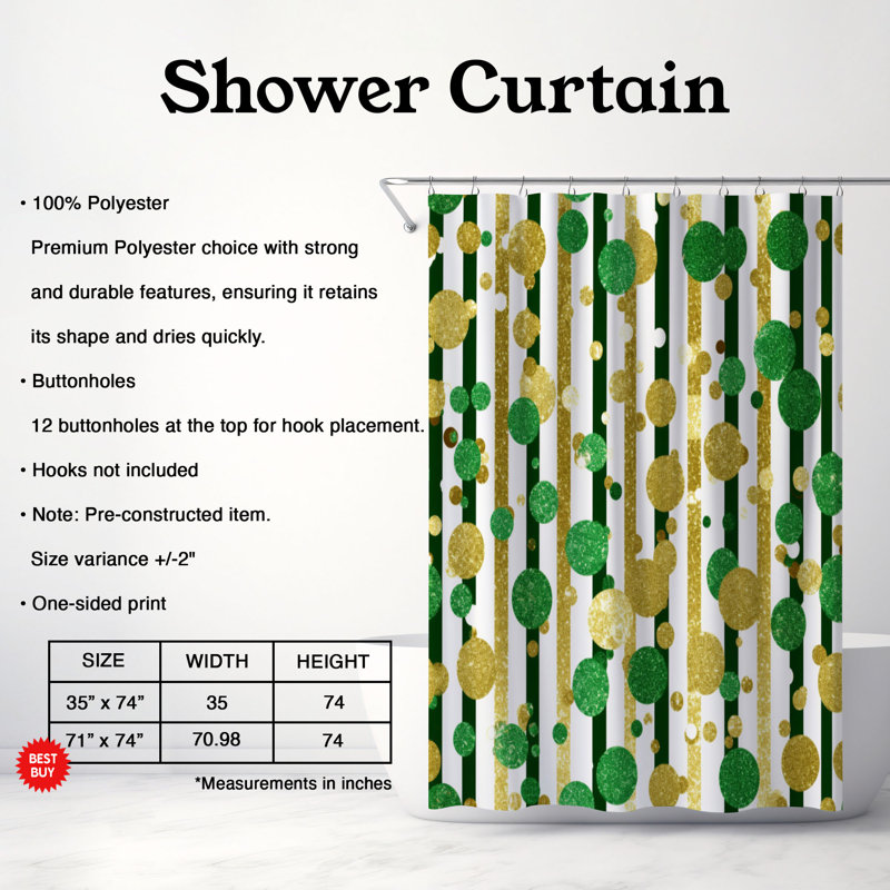 Rideau de douche Shine Clover - Premium, H 74 po x l 71 po