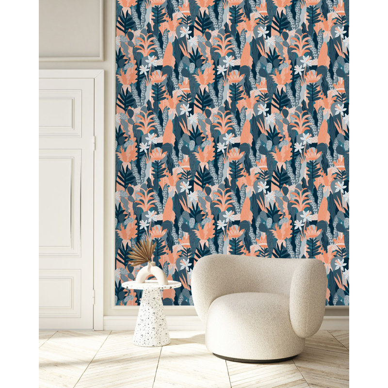 Peel & Stick Floral Tile, 2.08' W x 10.42' L