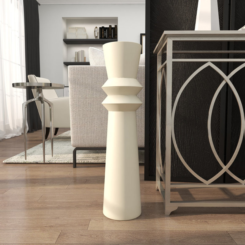 Mable Metal Floor Vase, Cream, 31.75" H x 8.3" W x 7.7" D
