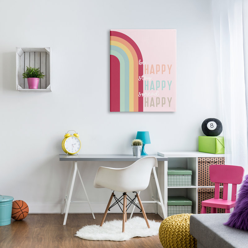 Be Stay Spread Happy Pink Rainbow par Anna Quach - impression, H 40 po x l 30 po x P 1,5 po, Toile tendue