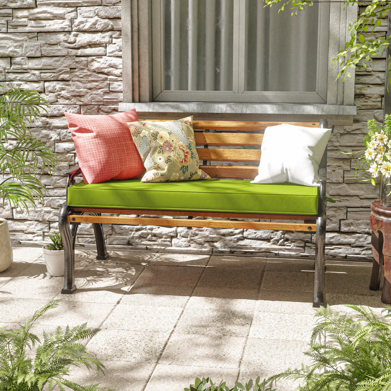 Outdoor Bench Cushion 45 X 18 X 3 Inch Indoor And Outdoor Seat Cushions, Grass Green, 45" W x 18" D