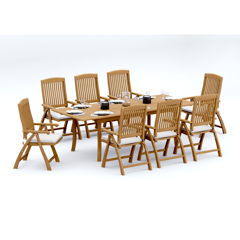 Ensemble de table d'extérieur rectangulaire L 71 po Marley, 8, 30.5" H x 94" L x 40" W