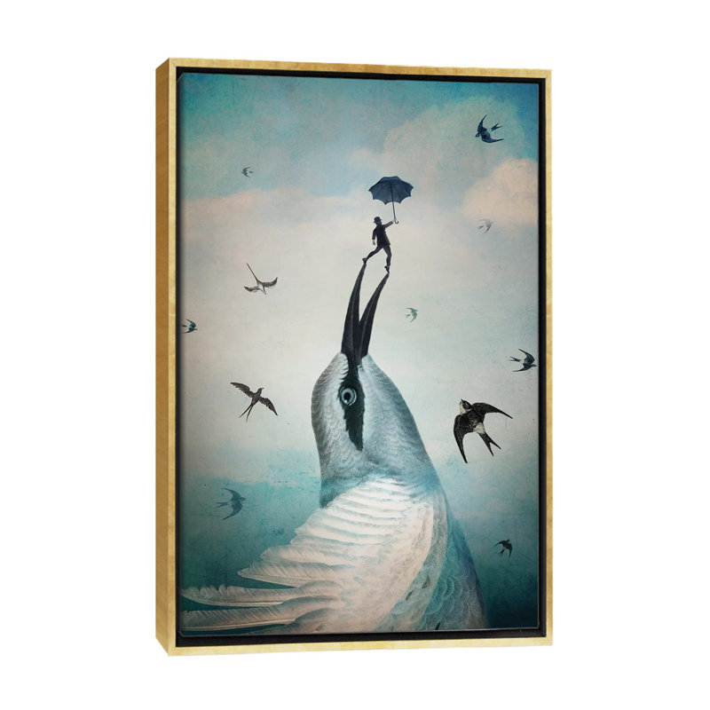 «Jump» par Catrin Welz-Stein - impression d'art graphique, H 26 po x l 18 po x 1,5 po, Pas de tapis, Toile encadrée d'or