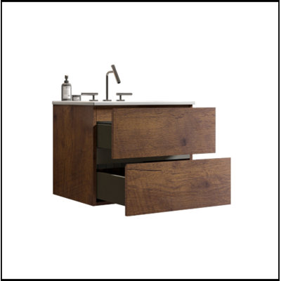 Meuble-lavabo flottant avec lavabo et 2 tiroirs