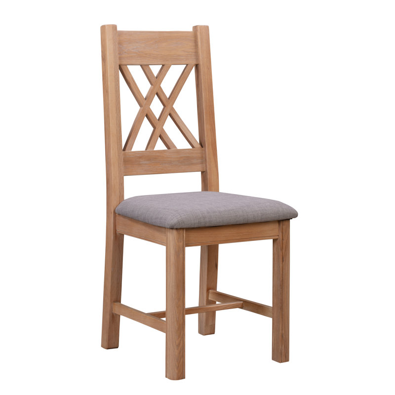 Layton 43cm H Polyester Blend Upholstered Cross Back Dining Chair, Washed Oak