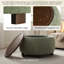 Upholstered Round Storage Ottoman with Wooden Tray-1296126158