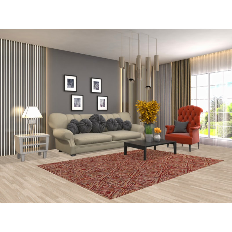 Tapis indien géométrique moderne 5 x 8