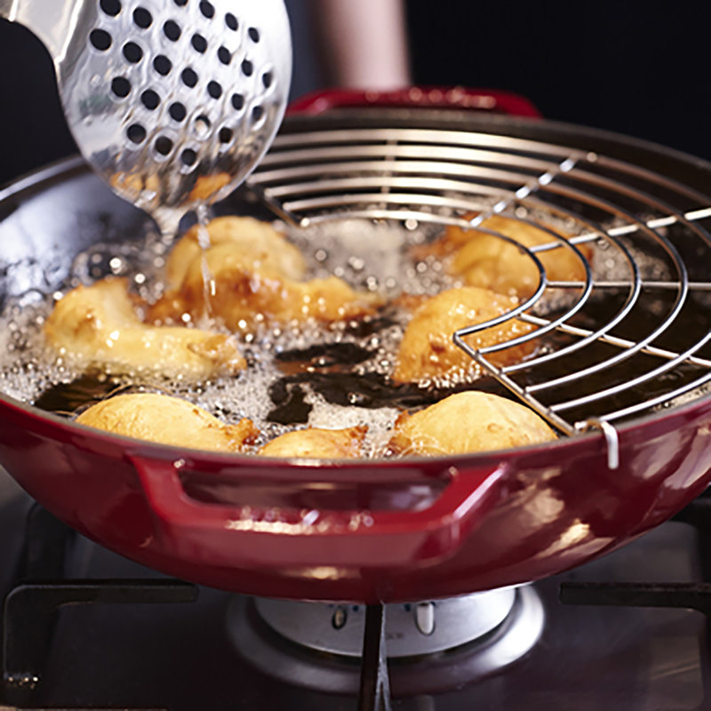 Staub Cast Iron Wok with Lid, Grenadine Red