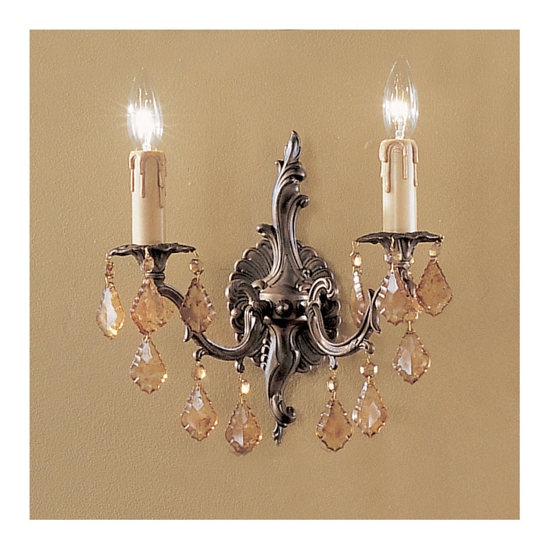 Lampe murale bougie 2 lumières Parisian, Ambre de roche italien