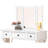 Unique Modern Bedroom Vanity Set W Stool Foldable Mirror Drawers White Color MDF Veneer 1Pc Vanity Furniture