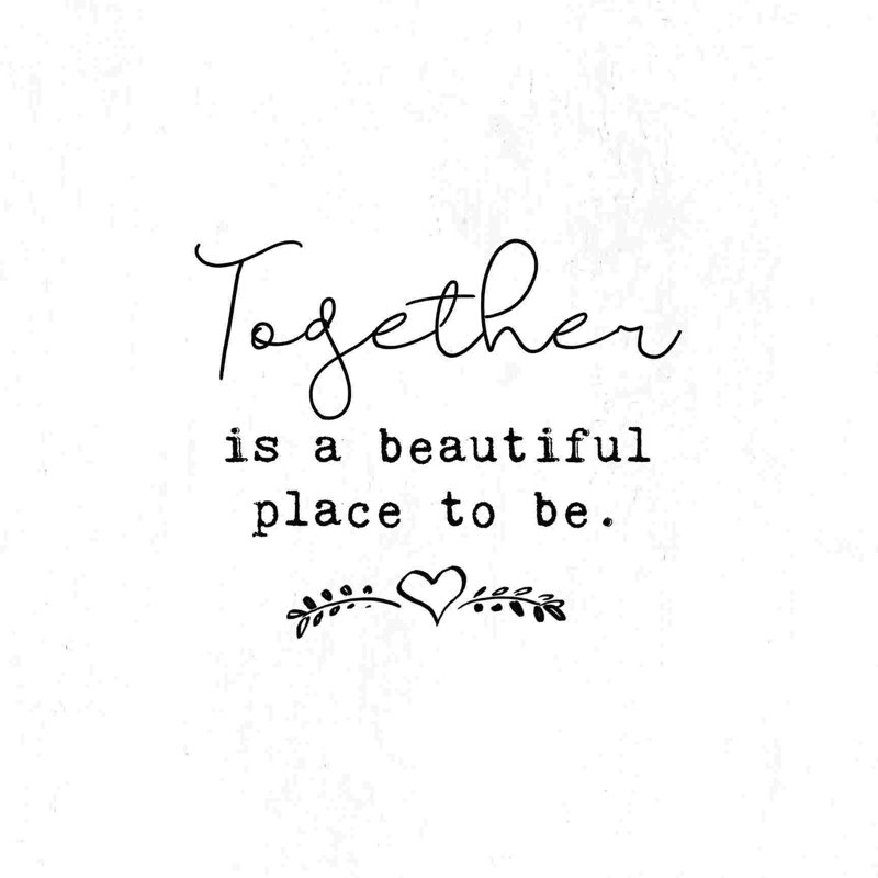 «Together is Beautiful 4», art textuel sur toile tendue, H 36 po x l 36 po