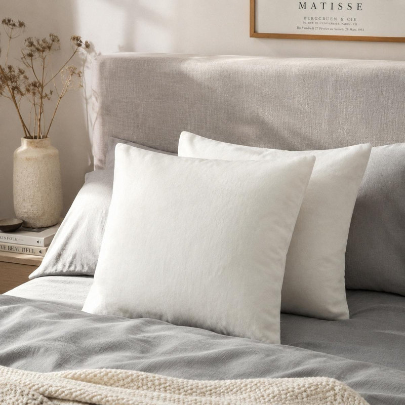 Housse de coussin en velours de couleur unie, Blanc laiteux