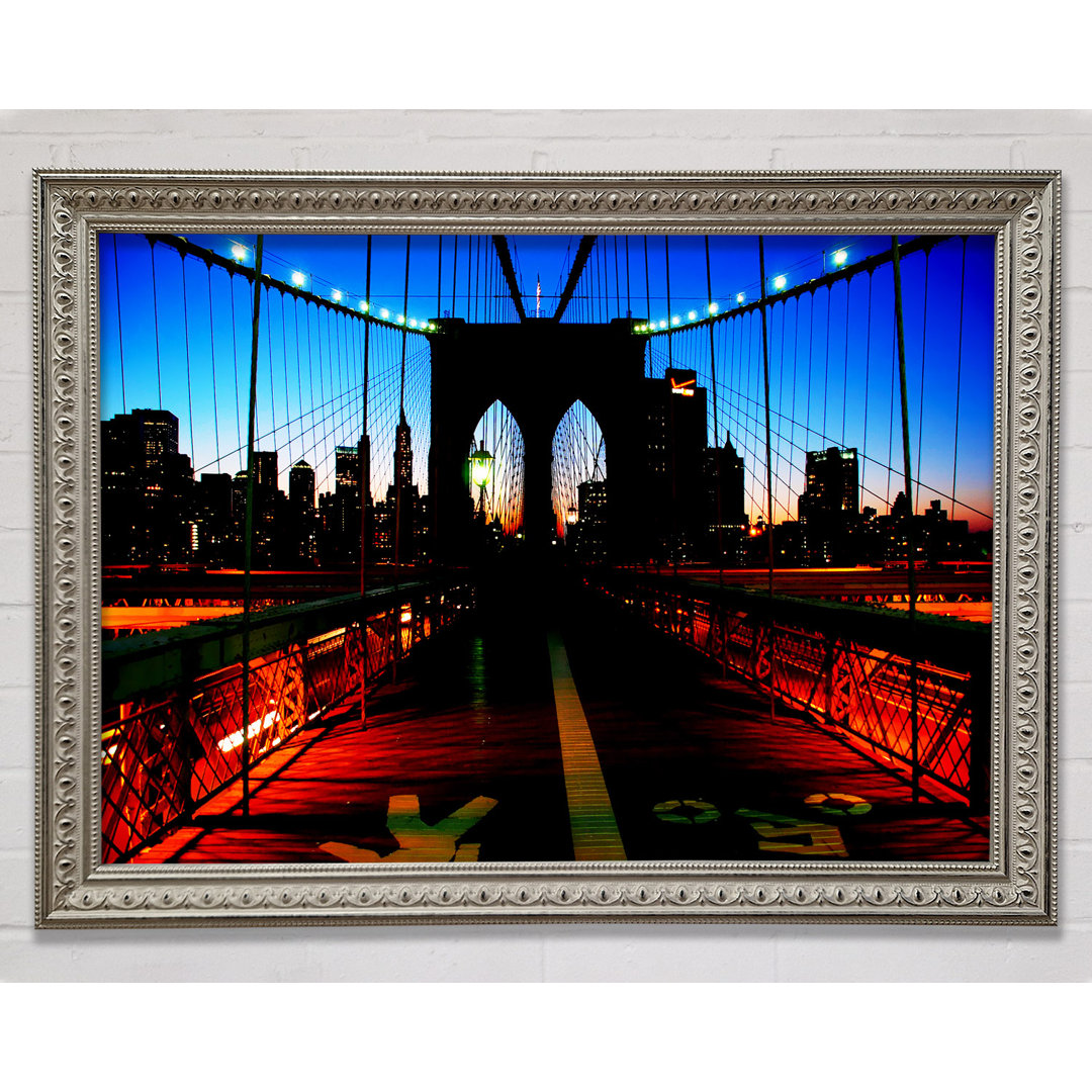 Gerahmter Kunstdruck Brooklyn Bridge in Rot