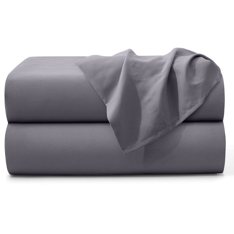 Sidak 100% Cotton Brushed Flat Sheet, Grey, Single (3')