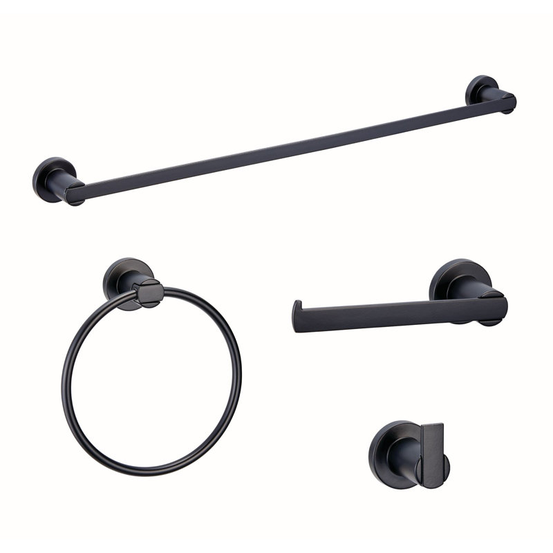 Arlandis 4 - Piece Bathroom Hardware Set, Matte Black