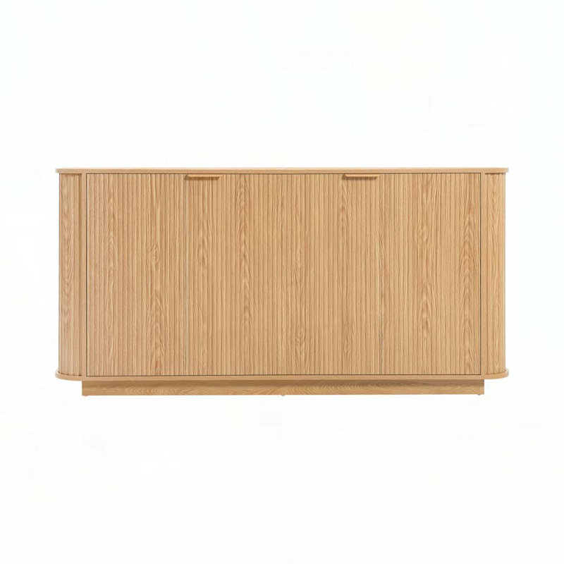 Buffet de rangement à double porte ondulée 63 po avec tablettes réglables pour le salon, la cuisine, le couloir, etc.