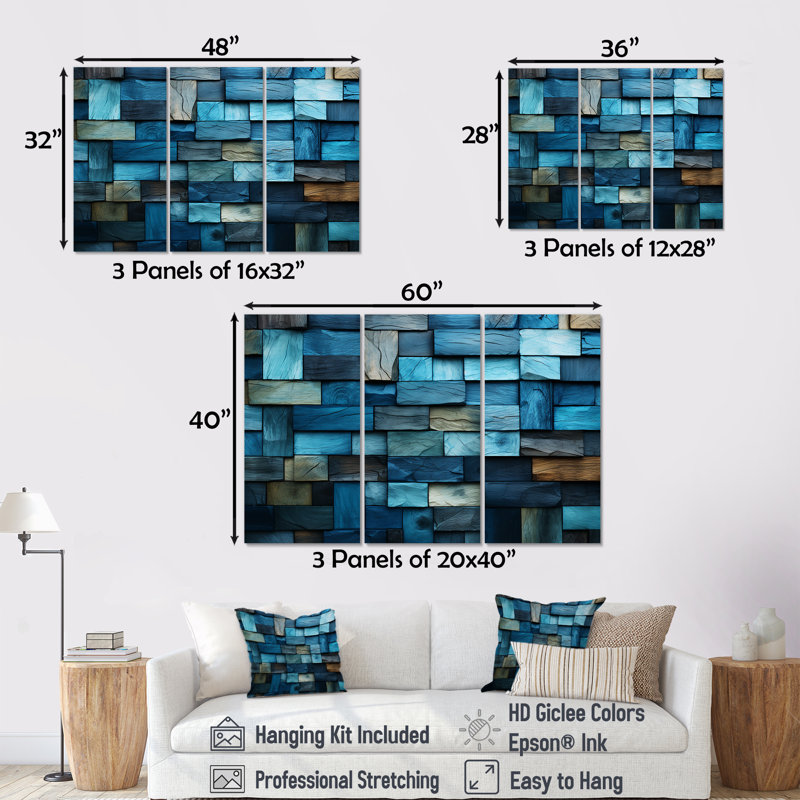 Boho Earth Element Stones Mosaic III - Boho mosaïque murale, art mural, Toile tendue, H 32 po x l 48 po x P 1 po
