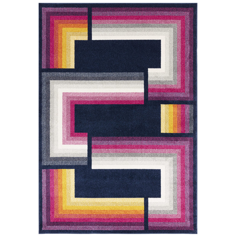 Maisy Navy Multi Area Rug, Rectangle 80 x 150cm